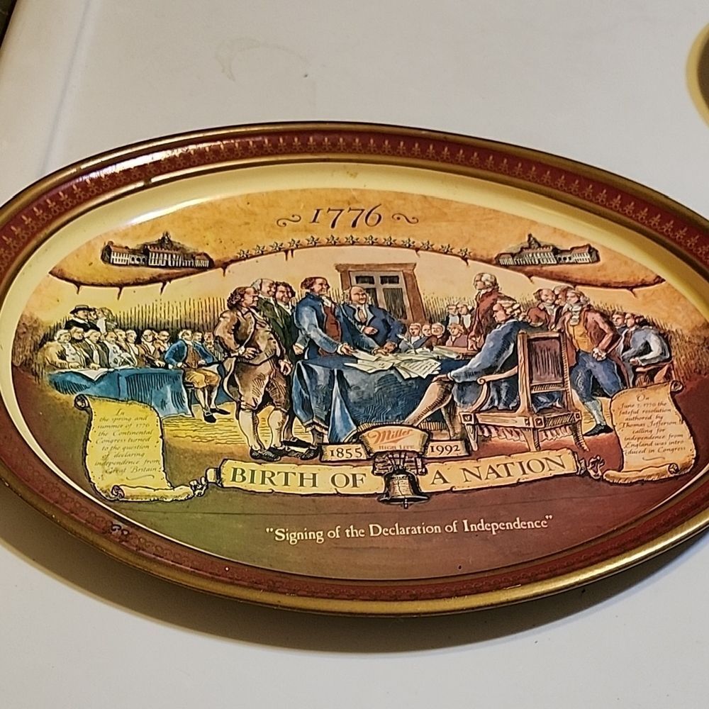 1992 Miller Beer Tin Serving Tray with Historical Scene